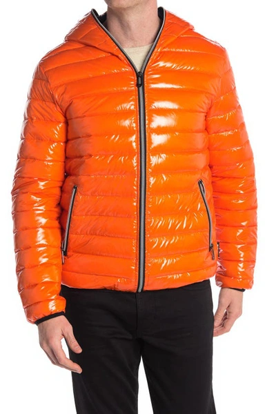 Noize Lightweight Hoodie Puffer Jacket In Orange