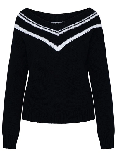 Charlott Black Cotton Sweater In Navy