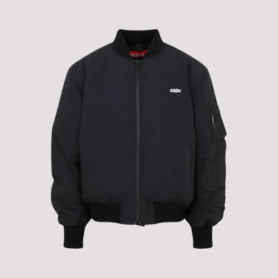 032c Logo-print Zip-up Bomber Jacket In Black