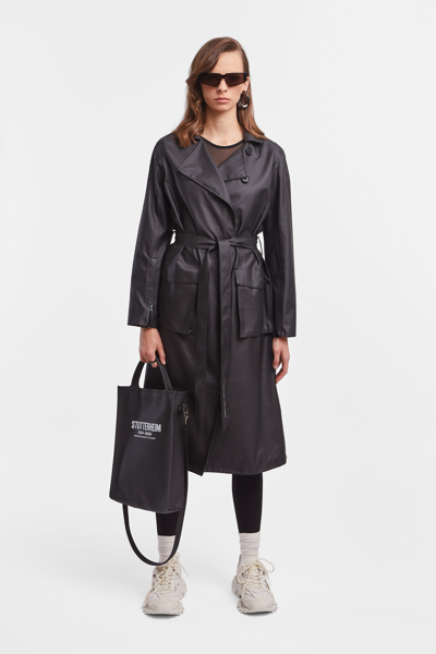 Stutterheim Kista Lightweight Trench Coat In Black