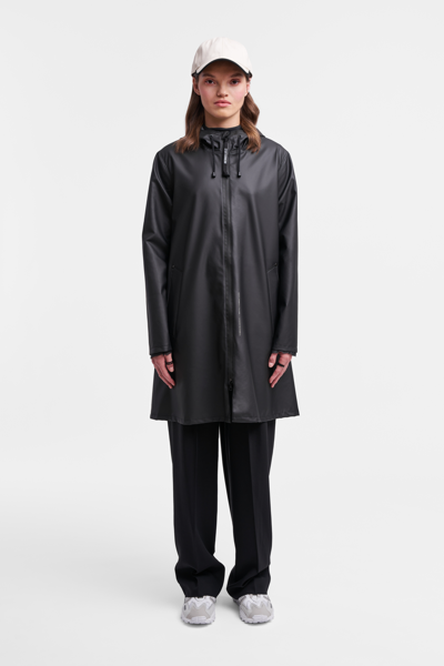 Stutterheim Mosebacke Lightweight Zip Raincoat In Black