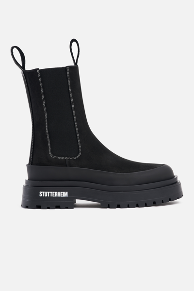 Stutterheim High Walker Nubuck Boots In Black