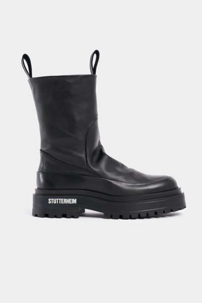 Stutterheim Rough Walker Leather In Black