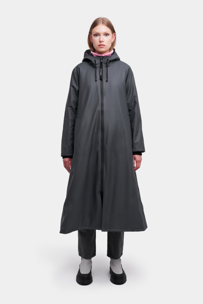 Stutterheim Mosebacke Long Winter Jacket In Charcoal