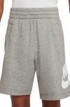 Nike Kids' Sportswear Club Fleece French Terry Shorts In Grey Htr/ Grey/ White