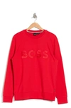 Hugo Boss Stadler Logo Crewneck Sweatshirt In Bright Red
