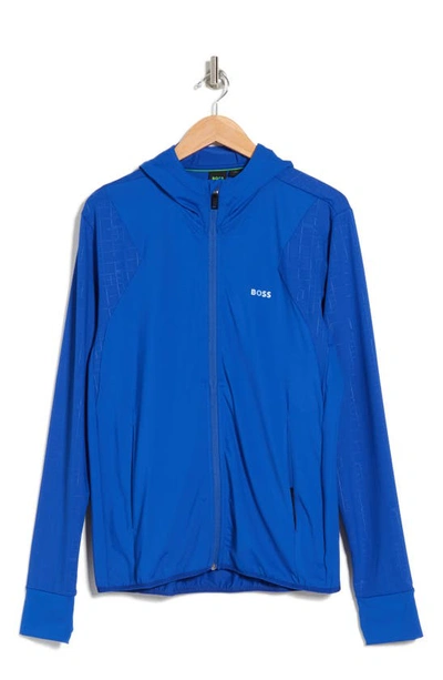 Hugo Boss Sicon Zip-up Hooded Jacket In Medium Blue