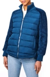Bernardo Mixed Media Puffer Jacket In Teal Wing