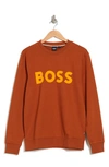 Hugo Boss Stadler Crewneck Cotton Sweatshirt In Rust