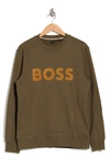 Hugo Boss Stadler Crewneck Cotton Sweatshirt In Open Green