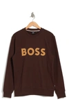 Hugo Boss Logo Detail Cotton Sweatshirt In Medium Brown