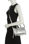 Rebecca Minkoff M.a.b. Bittie Leather Crossbody Bag In Silver