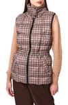Bernardo Water Resistant Houndstooth Quilted Puffer Vest In Multi Brown