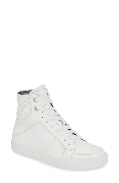Zadig & Voltaire High Flash Leather Sneakers In White