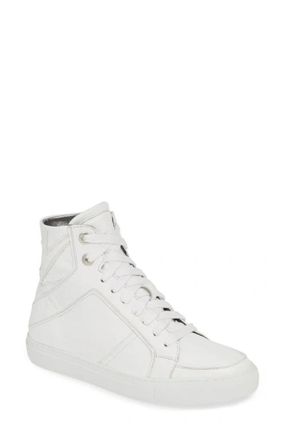 Zadig & Voltaire High Flash 皮质运动鞋 In Blanc