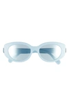Swarovski 53mm Oval Sunglasses In Light Blue