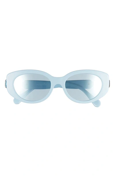 Swarovski 53mm Oval Sunglasses In Light Blue