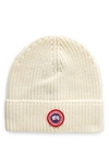 Canada Goose Arctic Disc Ribbed Toque Beanie In Cotton Grass