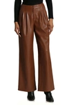 AVEC LES FILLES WIDE LEG FAUX-EVER LEATHER™ PLEATED trousers