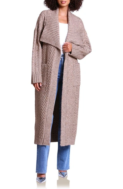 Avec Les Filles Cable Open Front Sweater Coat In Mink