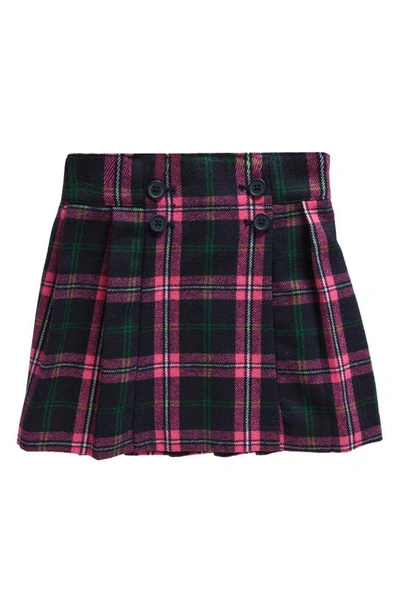 Mini Boden Kids' The Kilt Plaid Button Front Skirt In Navy / Pink Check