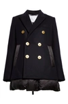 Sacai Double-breasted Layered Coat In Navy