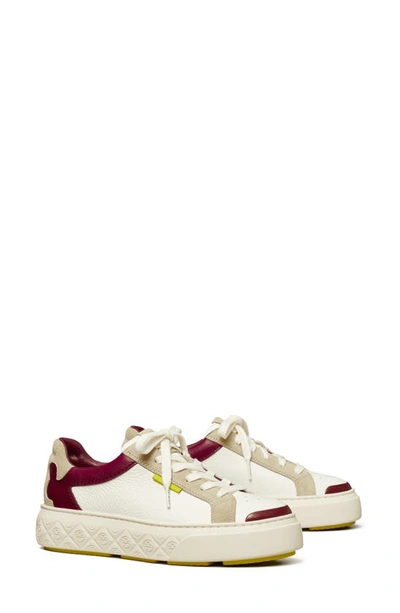 Tory Burch Ladybug Sneaker In White / Bordeaux / Frost