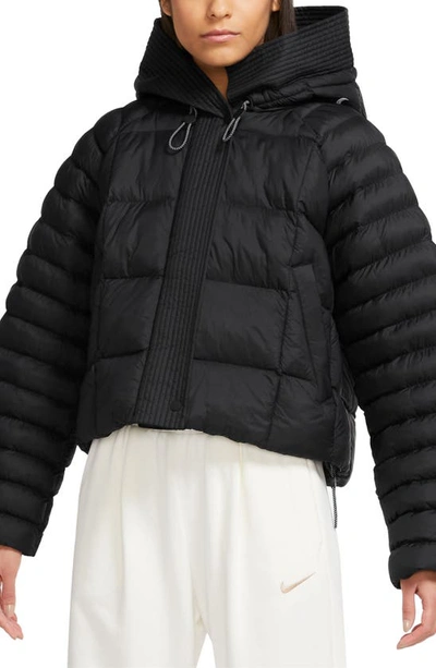 Nike Women's  Sportswear Swoosh Puffer Primaloftâ® Therma-fit Oversized Hooded Jacket In Black