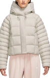 Nike Women's  Sportswear Swoosh Puffer Primaloftâ® Therma-fit Oversized Hooded Jacket In Light Natural/white