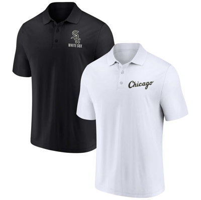 Fanatics Men's  Black, White Chicago White Sox Two-pack Logo Lockup Polo Shirt Set In Black,white