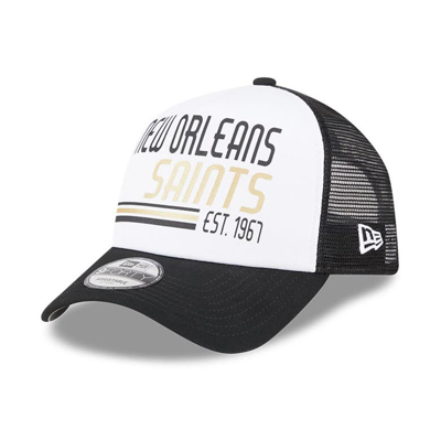 New Era White/black New Orleans Saints Stacked A-frame Trucker 9forty Adjustable Hat