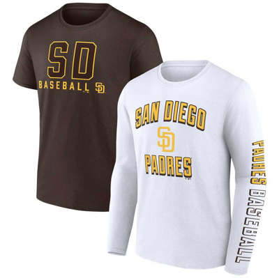 Fanatics Branded Brown/white San Diego Padres Two-pack Combo T-shirt Set