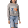 THE WILD COLLECTIVE THE WILD COLLECTIVE GRAY NEW YORK METS CROPPED LONG SLEEVE T-SHIRT