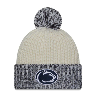 New Era Cream Penn State Nittany Lions Fresh Cuffed Knit Hat With Pom