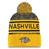 FANATICS FANATICS BRANDED GOLD/NAVY NASHVILLE PREDATORS AUTHENTIC PRO CUFFED KNIT HAT WITH POM