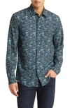 Nordstrom Trim Fit Floral Stretch Button-up Shirt In Black- Teal Chewalah Floral