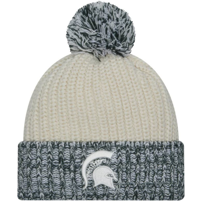 New Era Cream Michigan State Spartans Fresh Cuffed Knit Hat With Pom