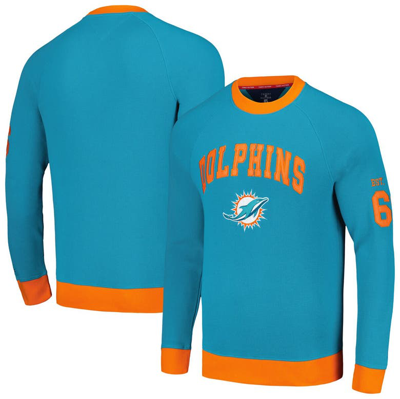 Tommy Hilfiger Aqua Miami Dolphins Reese Raglan Tri-blend Pullover Sweatshirt