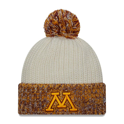 New Era Cream Minnesota Golden Gophers Fresh Cuffed Knit Hat With Pom