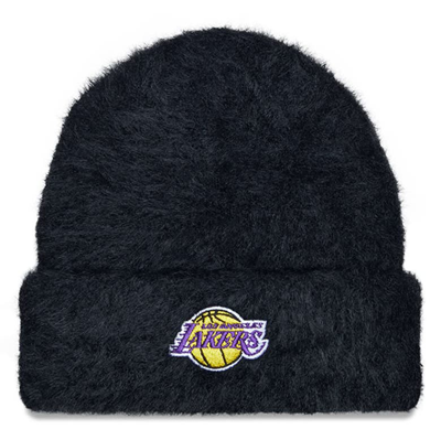 New Era Black Los Angeles Lakers Fuzzy Thick Cuffed Knit Hat