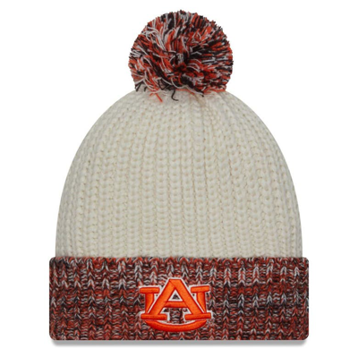 New Era Cream Auburn Tigers Fresh Cuffed Knit Hat With Pom