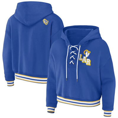 Wear By Erin Andrews Royal Los Angeles Rams Plus Size Lace-up Pullover Hoodie