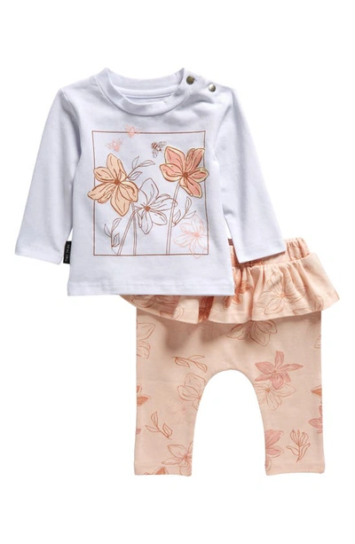 Tiny Tribe Babies' Floral Graphic T-shirt And Joggers Set In White Multi