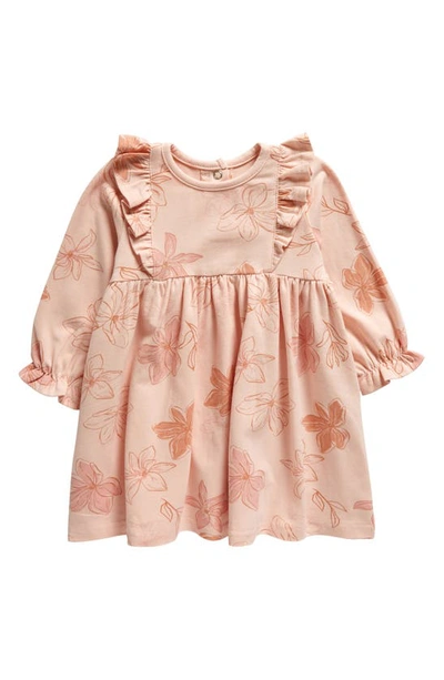 Tiny Tribe Babies' Floral Frill Long Sleeve Dress In Blush