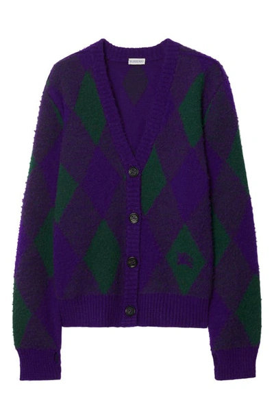 Burberry Argyle Wool Cardigan In Multicolor