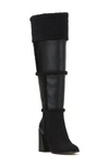 Jessica Simpson Rustina Over The Knee Boot In Black Faux Leather