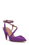 Jessica Simpson Maggie Ankle Strap Pointed Toe Pump In Prince Purple Satin
