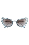 Swarovski Sk7011 Matte Light Blue Sunglasses In Silver/ Blue/ Grey Flash
