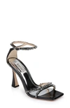 Badgley Mischka Ziana Metallic Crystal Ankle-strap Sandals In Black