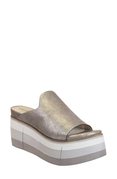 Naked Feet Flow Wedge Slide Sandal In Silver